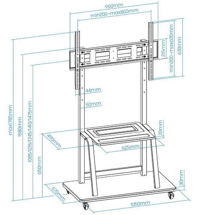Tooq Coloso Soporte de Suelo con Ruedas para TV 37-100 pulgadas